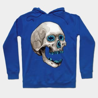 Aquamarine Geode Crystal Skull Hoodie